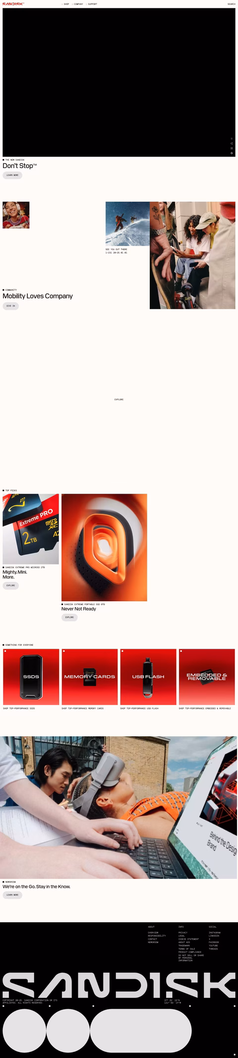 Sandisk Homepage 1440px