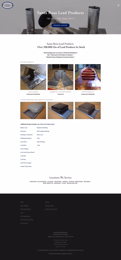 Santa-Rosa-Lead-Products Homepage 1440px