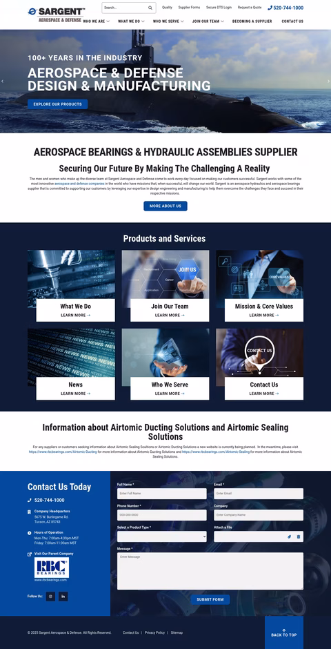Sargent-Aerospace-Defense Homepage 1440px