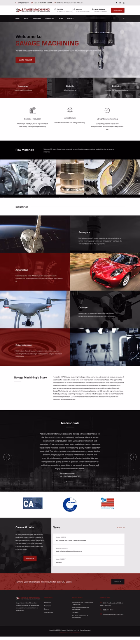 Savage-Machining Homepage 1440px