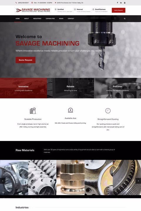 Savage-Machining Homepage 1440px