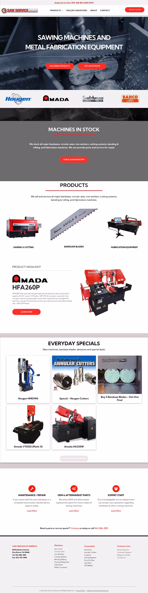 Saw-Service-Of-America Homepage 1440px