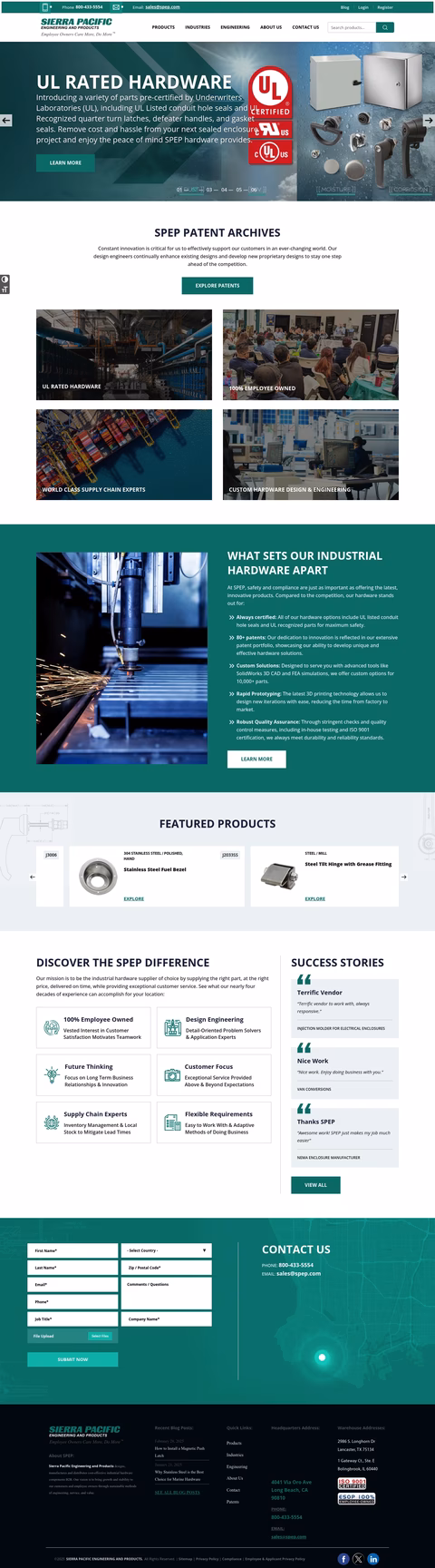 Sierra-Pacific-Engineering-Products Homepage 1440px