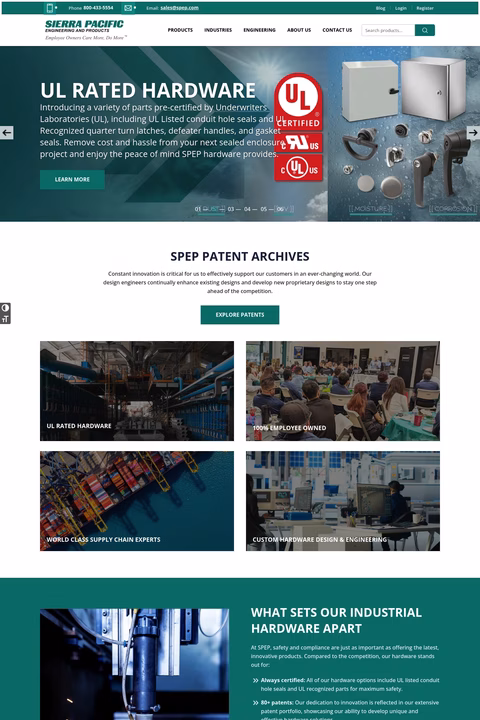 Sierra-Pacific-Engineering-Products Homepage 1440px