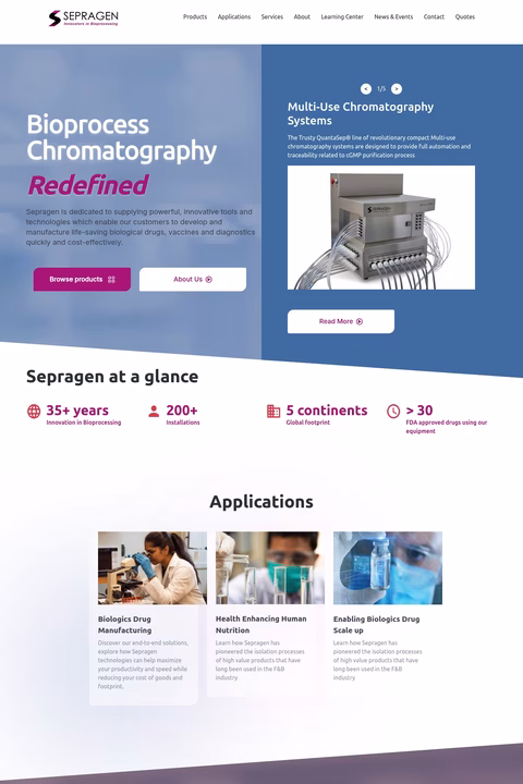 Sepragen-Corporation Homepage 1440px