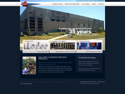Standish-Precision-Products Homepage 1440px