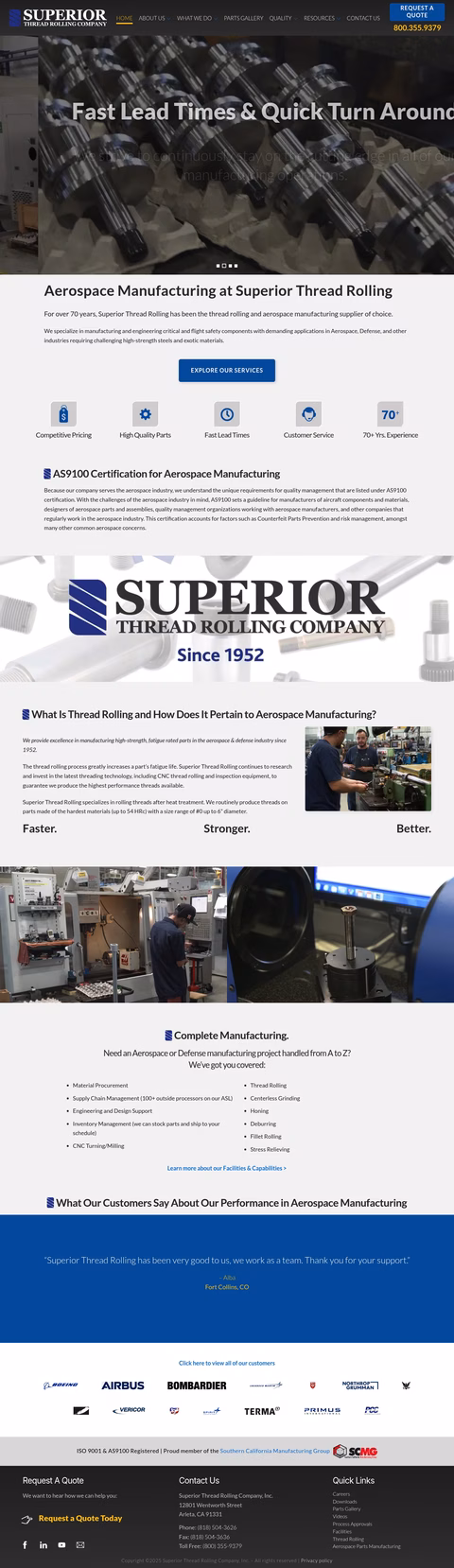 Superior-Thread-Rolling-Company Homepage 1440px