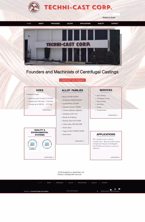 Techni-Cast Homepage 1440px