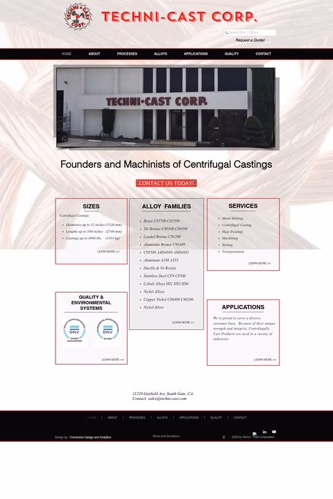 Techni-Cast Homepage 1440px