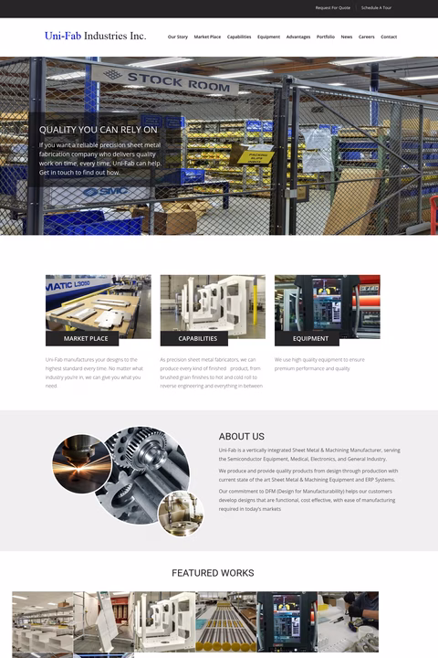 Uni-Fab-Industries Homepage 1440px