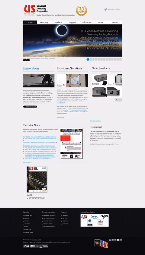 Universal-Switching-Corporation Homepage 1440px