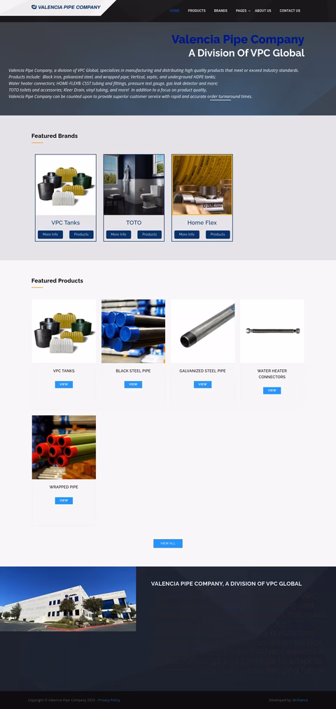 Valencia-Pipe-Company Homepage 1440px
