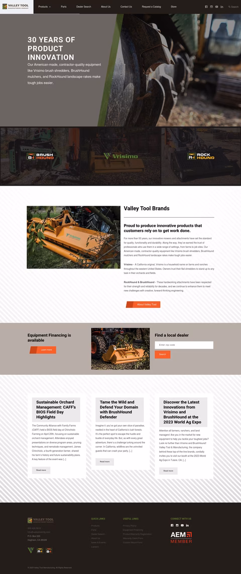 Valley-Tool-Manufacturing Homepage 1440px