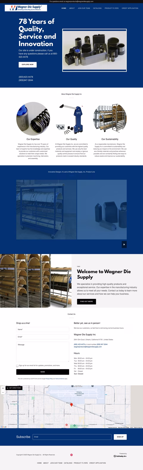 Wagner-Die-Supply Homepage 1440px