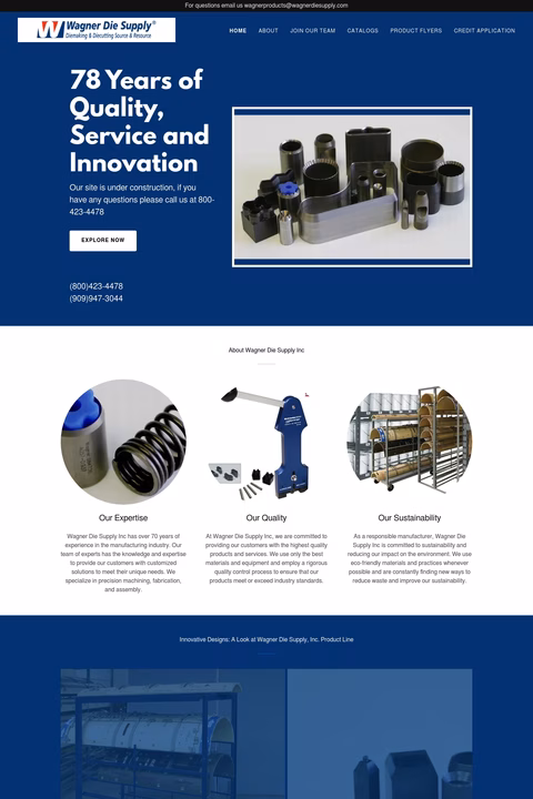 Wagner-Die-Supply Homepage 1440px