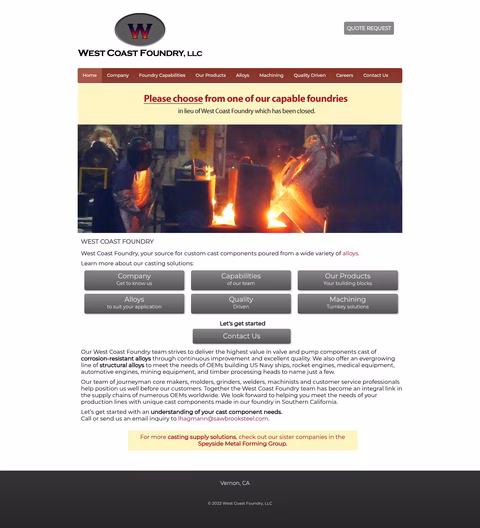 West-Coast-Foundry Homepage 1440px