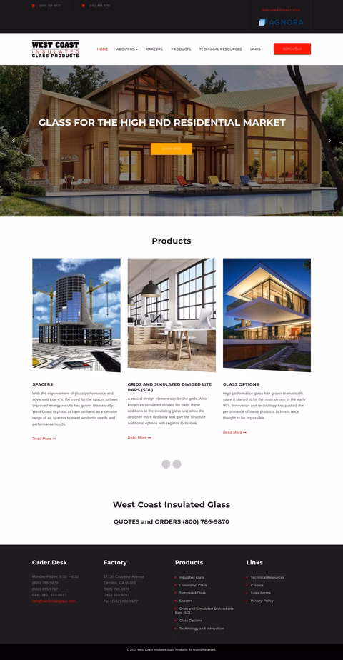 West-Coast-Glass Homepage 1440px