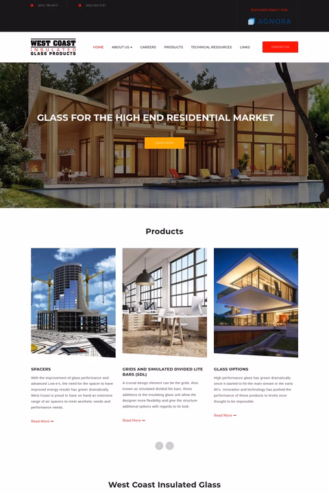 West-Coast-Glass Homepage 1440px