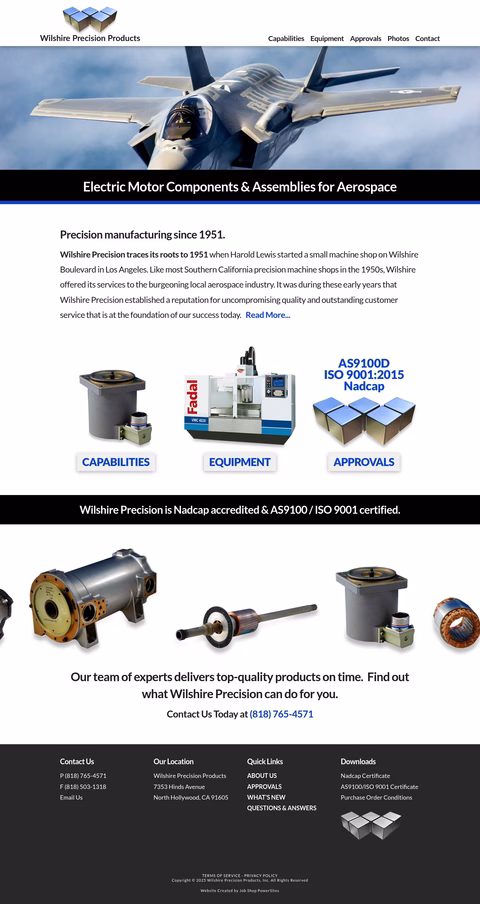 Wilshire-Precision-Products Homepage 1440px