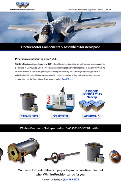 Wilshire-Precision-Products Homepage 1440px