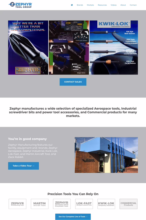 Zephyr-Tool-Group Homepage 1440px