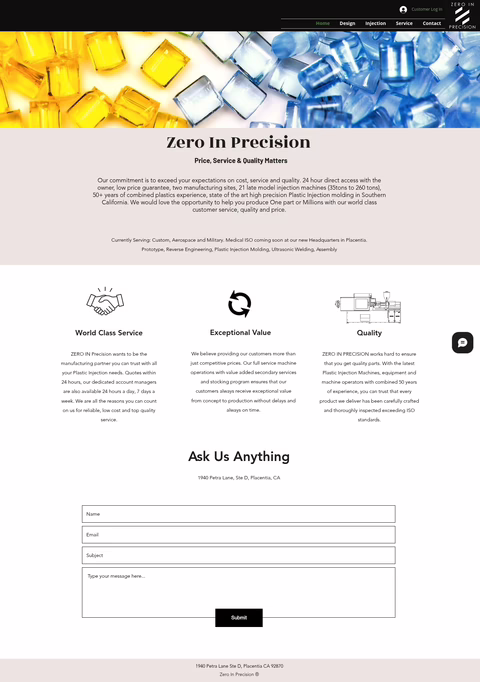 Zero-In-Precision Homepage 1440px