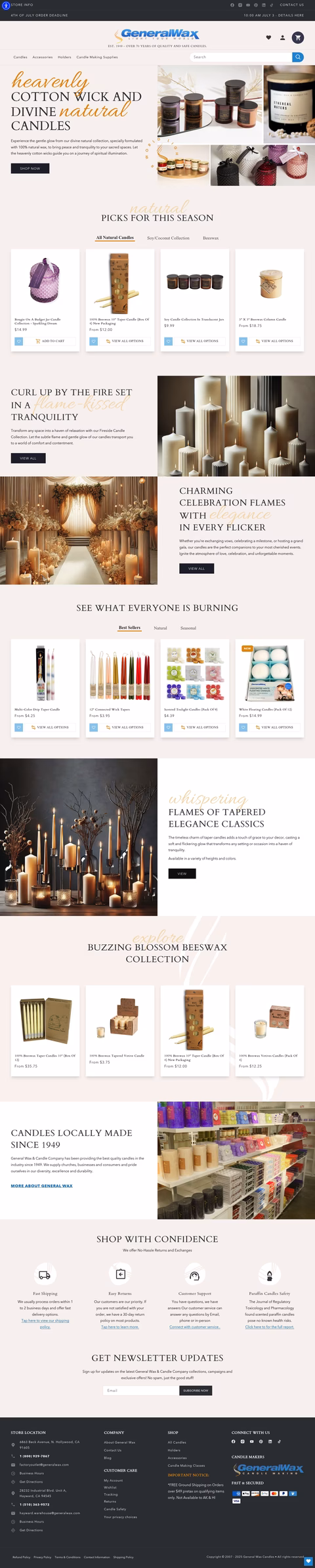 General-Wax-Candle-Company Homepage 1440px