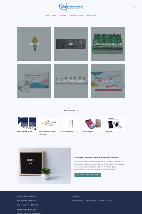 Kb-Dental-Products Homepage 1440px