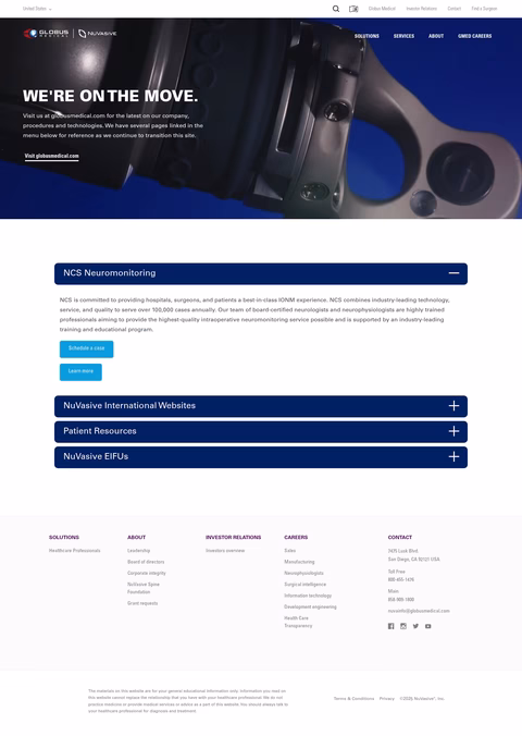 Nuvasive Homepage 1440px