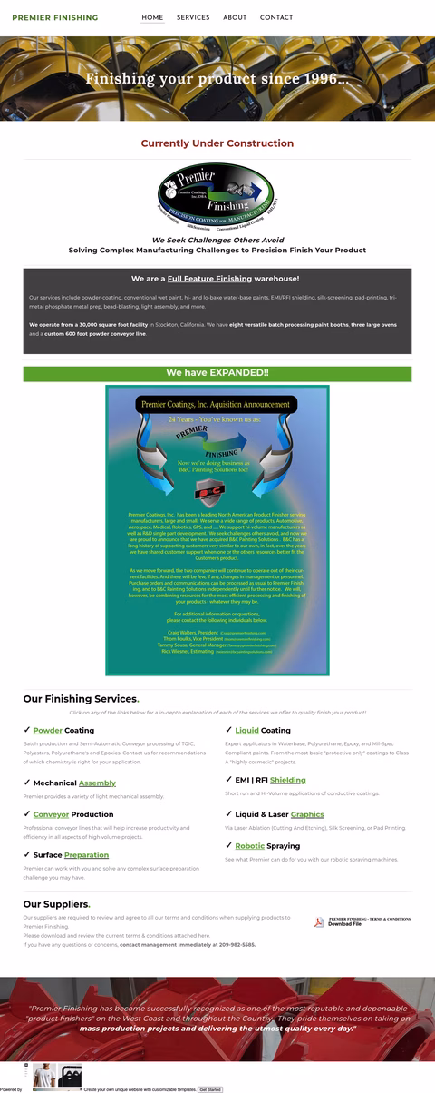 Premier-Finishing Homepage 1440px