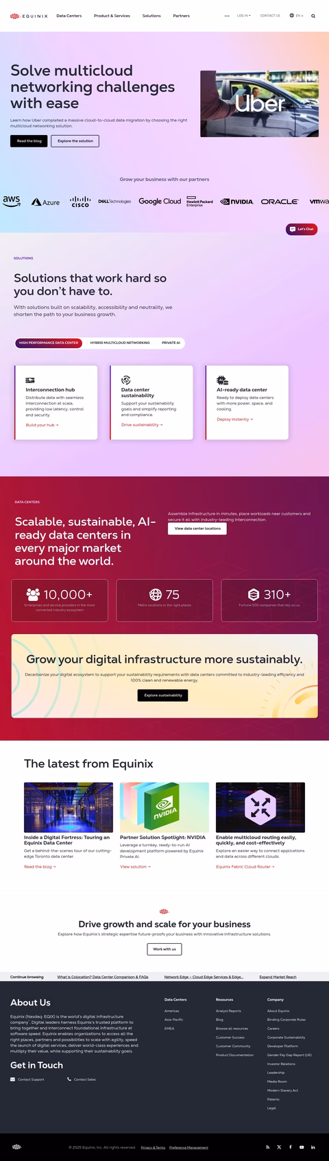 Equinix Homepage 1440px