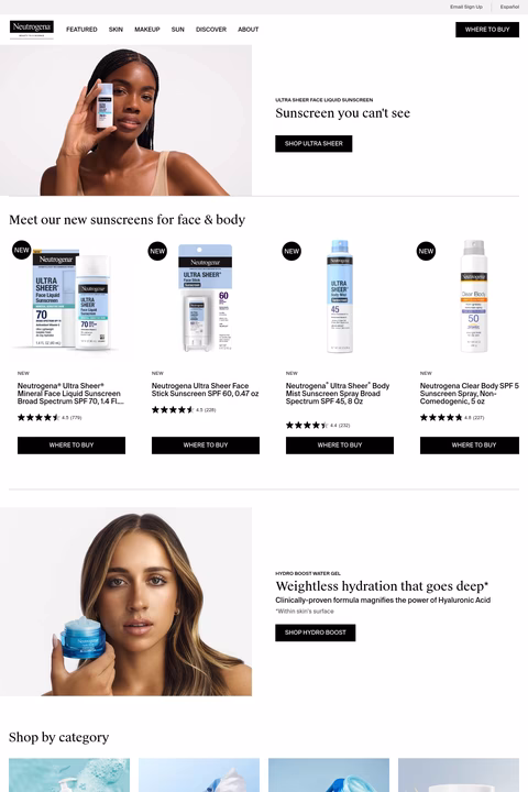 Neutrogena Homepage 1440px