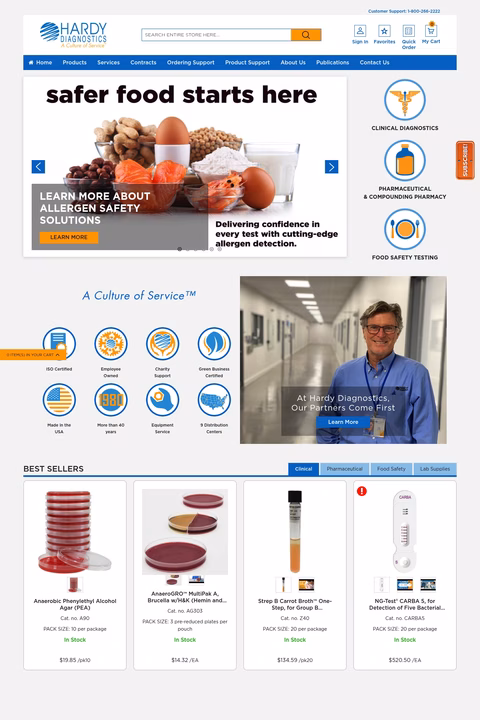 Hardy-Diagnostics Homepage 1440px
