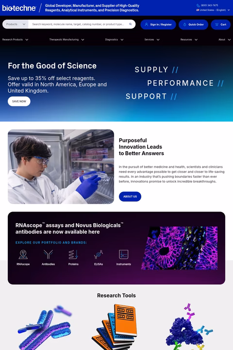 Bio-Techne Homepage 1440px