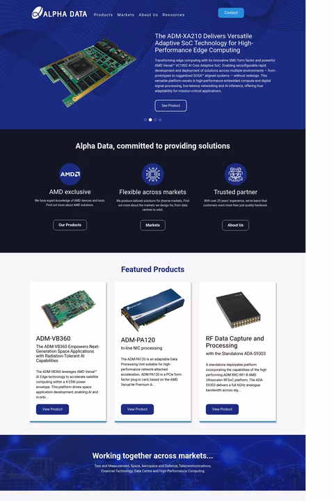 Alpha-Data Homepage 1440px