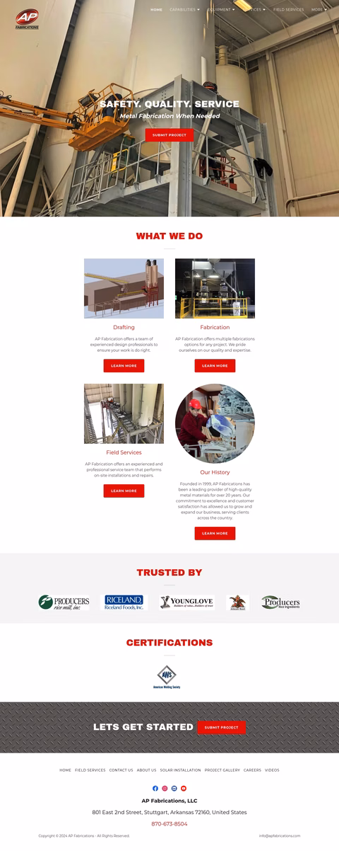 Ap-Fabrications Homepage 1440px