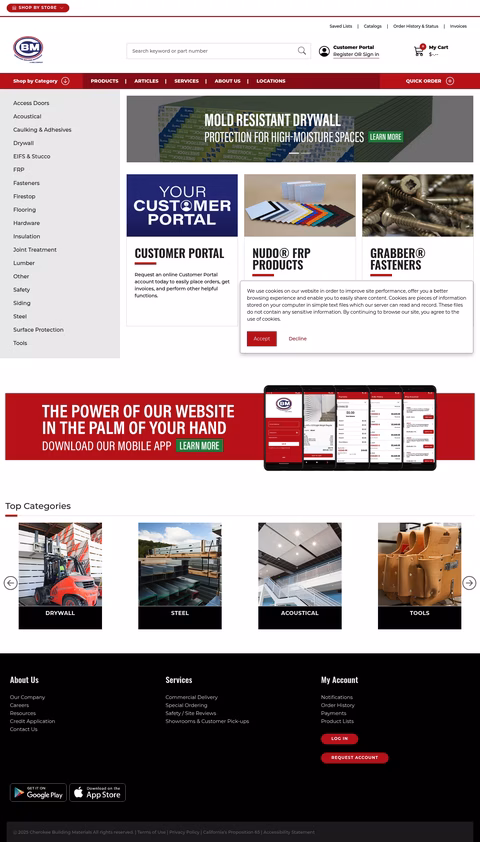 Cherokee-Building-Materials Homepage 1440px