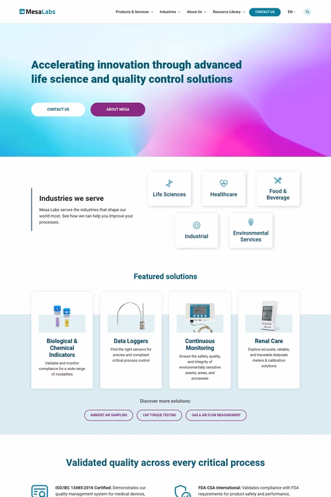 Mesa-Laboratories Homepage 1440px