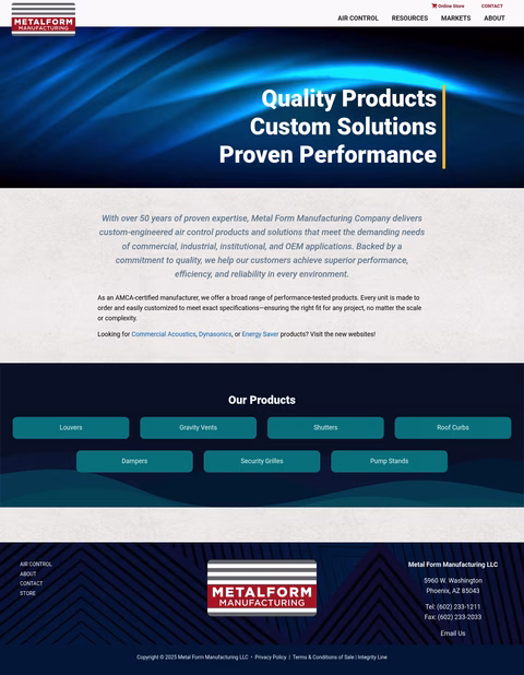 Metal-Form-Manufacturing-Company Homepage 1440px