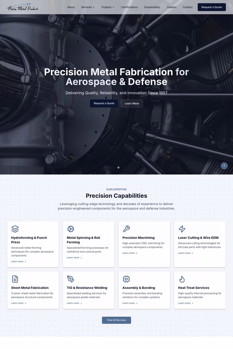 Precise-Metal-Products Homepage 1440px