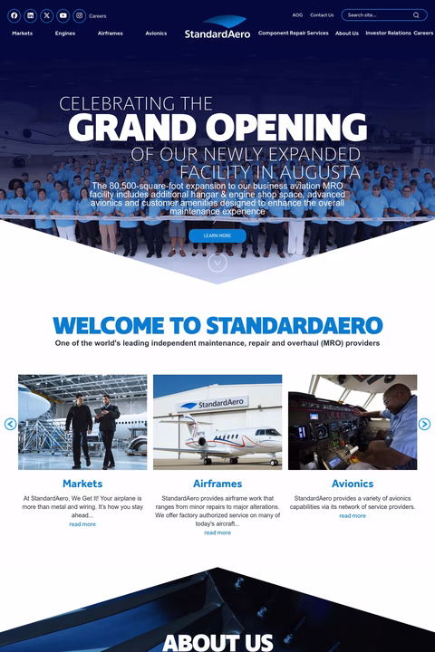 Standardaero Homepage 1440px