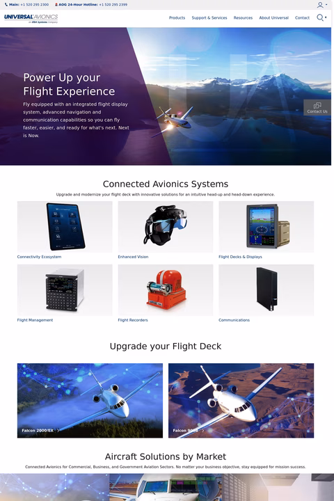 Universal-Avionics-Systems Homepage 1440px