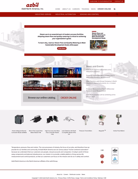 Azbil-North-America Homepage 1440px