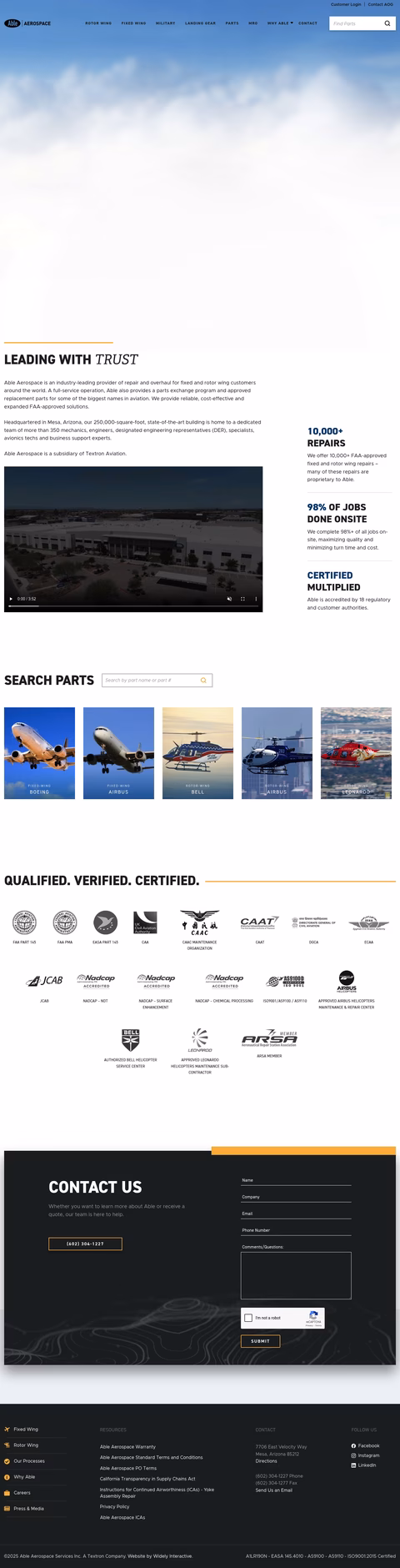 Able-Aerospace-Services Homepage 1440px