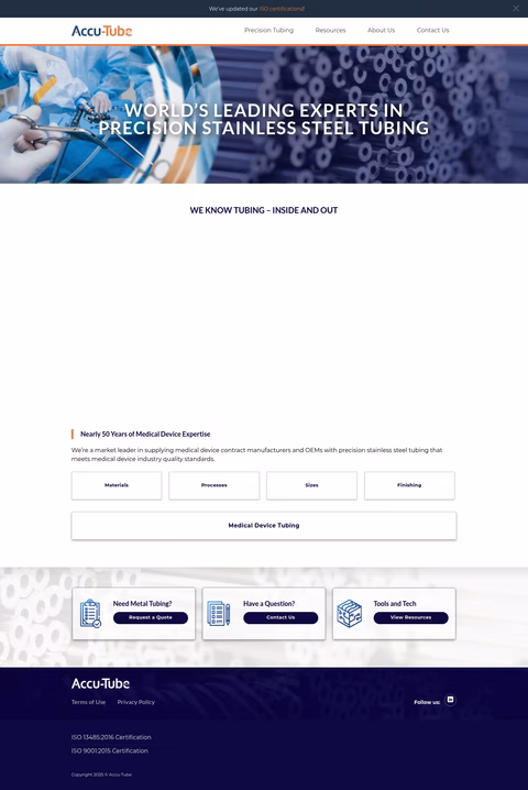 Accu-Tube Homepage 1440px