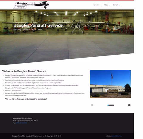 Beegles-Aircraft-Services Homepage 1440px
