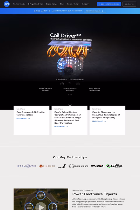 Exro-Technologies Homepage 1440px