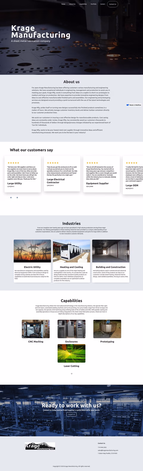 Krage-Manufacturing Homepage 1440px
