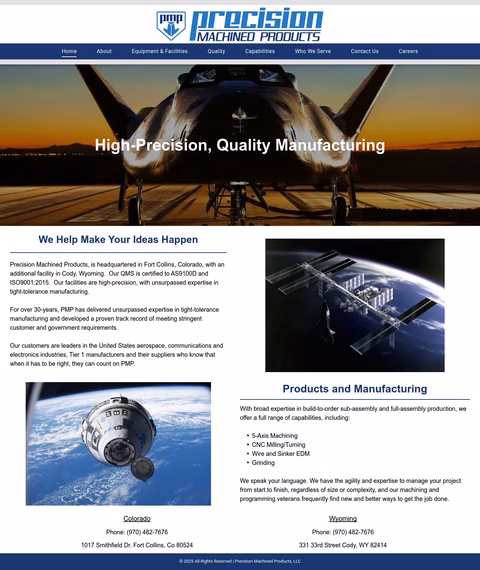 Precision-Machined-Products Homepage 1440px