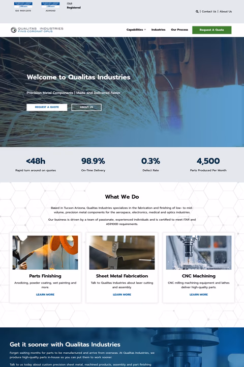 Qualitas-Industries Homepage 1440px